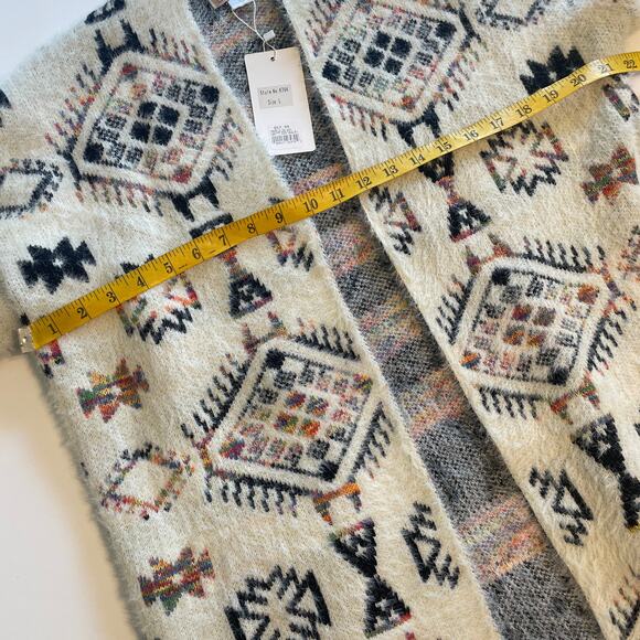 Kamana NEW Southwest Frost Open Cardigan Womens Large Fuzzy Soft Aztec Sweater - Picture 8 of 9